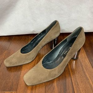 Stuart Weitzman brown suede mirror heels